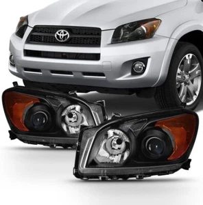 FOR 09-12 TOYOTA RAV4 BLACK HOUSING AMBER CORNER PROJECTOR HEADLIGHT HEAD LAMPS - Picture 1 of 7