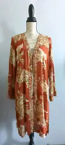 Citron Santa Monica Cardigan Duster Kimono Womens Large Silk Asian Bohemian - Picture 1 of 12