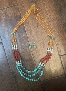 NIB Garold C. Miller Friends Collection Jewelry Set Long Necklace & Earrings - Picture 1 of 11