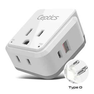 Juego de adaptadores de viaje Ceptics Tailandia, 20W tipo O - Imagen 1 de 10