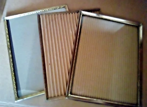 3 VINTAGE GOLD METAL PHOTO FRAMES 8" X 10" ORNATE MCM EASEL HANGING - Picture 1 of 11