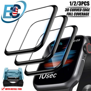 For Apple Watch Series 9 8 7 41/45mm Full Cover Tempered Glass Screen Protector - Picture 1 of 10