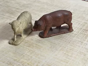 Miniature Vintage Farm Animal Figures Sheep and Pig - Picture 1 of 10