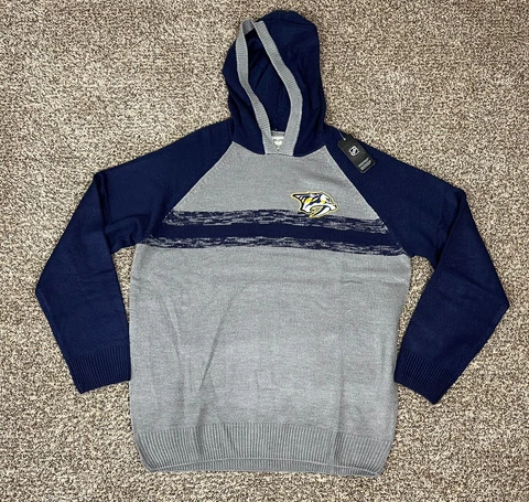 Nashville Predators NHL Brand Mens Acrylic Sweater Pullover Hoodie Blue Gray 2XL Cover