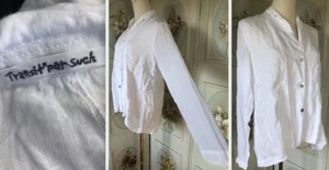 TRANSIT PAR SUCH ITALY LINEN RAYON CHIFFON SLV TOP BLOUSE WHITE LAGENLOOK 3 EUC - Picture 1 of 12