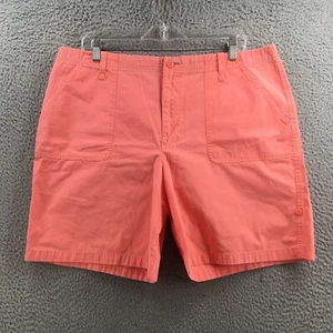 Eddie Bauer Chino Short Pants Womens 16 Solid Coral Cotton High Rise Zip Fly - Picture 1 of 16