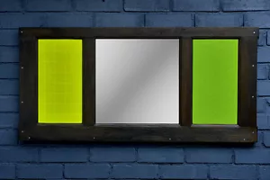 Hallway mirror, felt pinboard and neon green memo board with Victorian oak frame - Picture 1 of 12