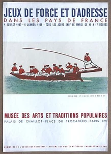 VIntage Sculling and Rowing French Competition 1800s Litho from 1957 exhibit - Picture 1 of 1