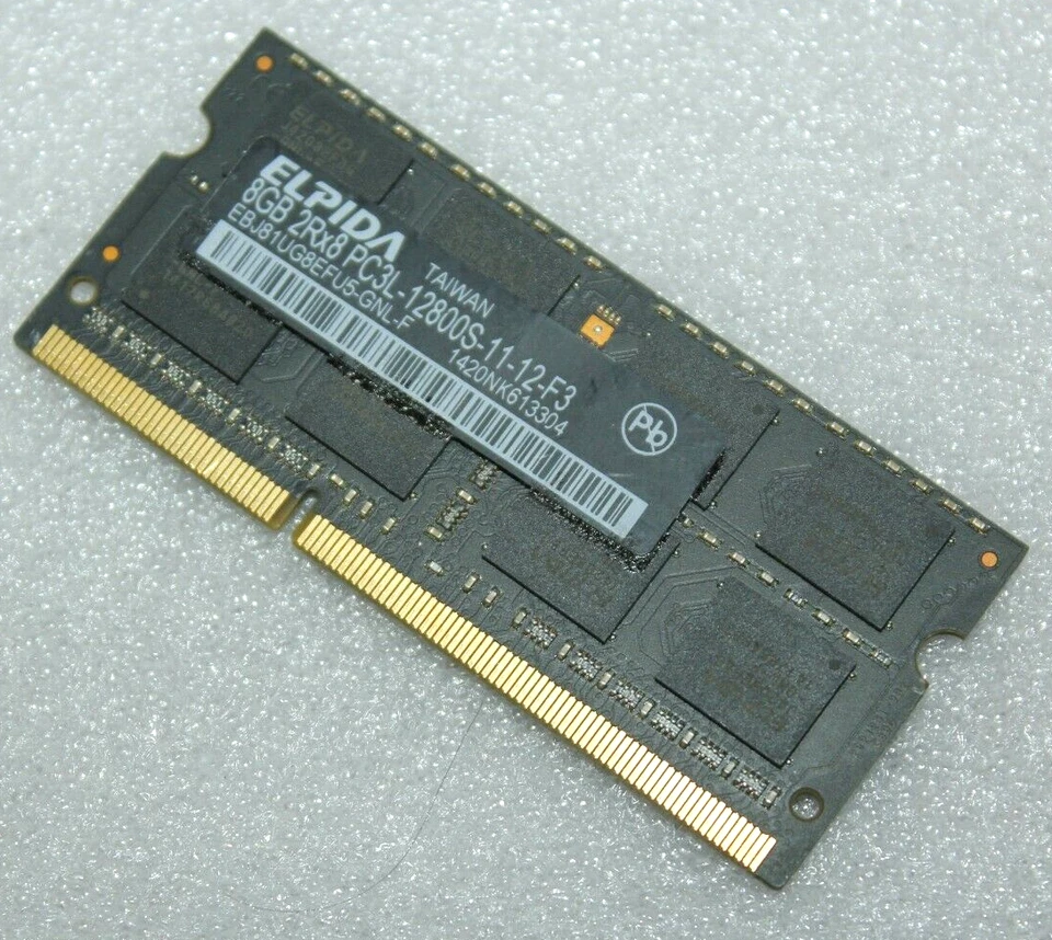 Elpida 8GB 2Rx8 PC3L-12800S DDR3 Laptop Memory Ram EBJ81UG8EFU5-GNL-F  Macbook - Image 1 of 1