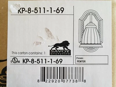 Iluminación Savoy KP-8-511-1-169 Spirit 1 6" Peltre Baño Pared Iluminación -Paquete de 3 Foto 1 de 3