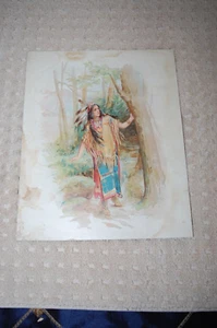VINTAGE C.D. KENNY WERBUNG KÜNSTLER SIGNIERTER DRUCK "INDIAN GIRL" - Bild 1 von 5