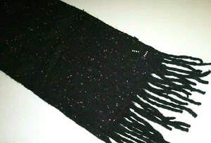 dkny designer Pop-Neon Speckled scarf designer soft brushed knit -black & pink - Picture 1 of 8