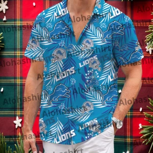 Detroit Team Lions Hawaiian Shirt, helmet designs, perfect for fans - Picture 1 of 3