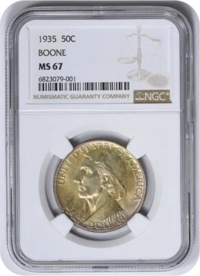 1935 Boone Commemorative Half MS67 NGC - Image 1 of 2