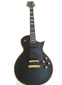 Eclipse Matt Black Electric Guitar Yellow Binding HH pickup Gold Hardware - Picture 1 of 2
