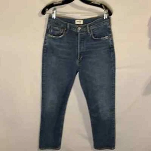 Agolde Womens Cotton Blend Riley crop High-Rise Jeans Blue Size 28 - Picture 1 of 7