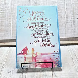 American Greetings Anniversary Card 6x8 Soul Mates Blue Gold Stars Beach - Picture 1 of 9