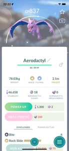Pokemon Shiny Aerodactyl! Angemeldet oder Abgemeldet! 30 Tage Freundschaft!! Go - Bild 1 von 1