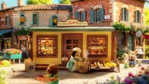 Sylvanian Families Vintage Dorfbäckerei mit Bäcker Prunella Beagle - Bild 1 von 15