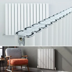 White Aluminium Horizontal Designer Radiators ULTRAHEAT VISAGE Double HIGH BTUs - Picture 1 of 4