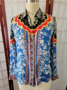 Alice + Olivia Willa Bluse 100% Seide Print Top Neu ohne Etikett Größe XS - Bild 1 von 9