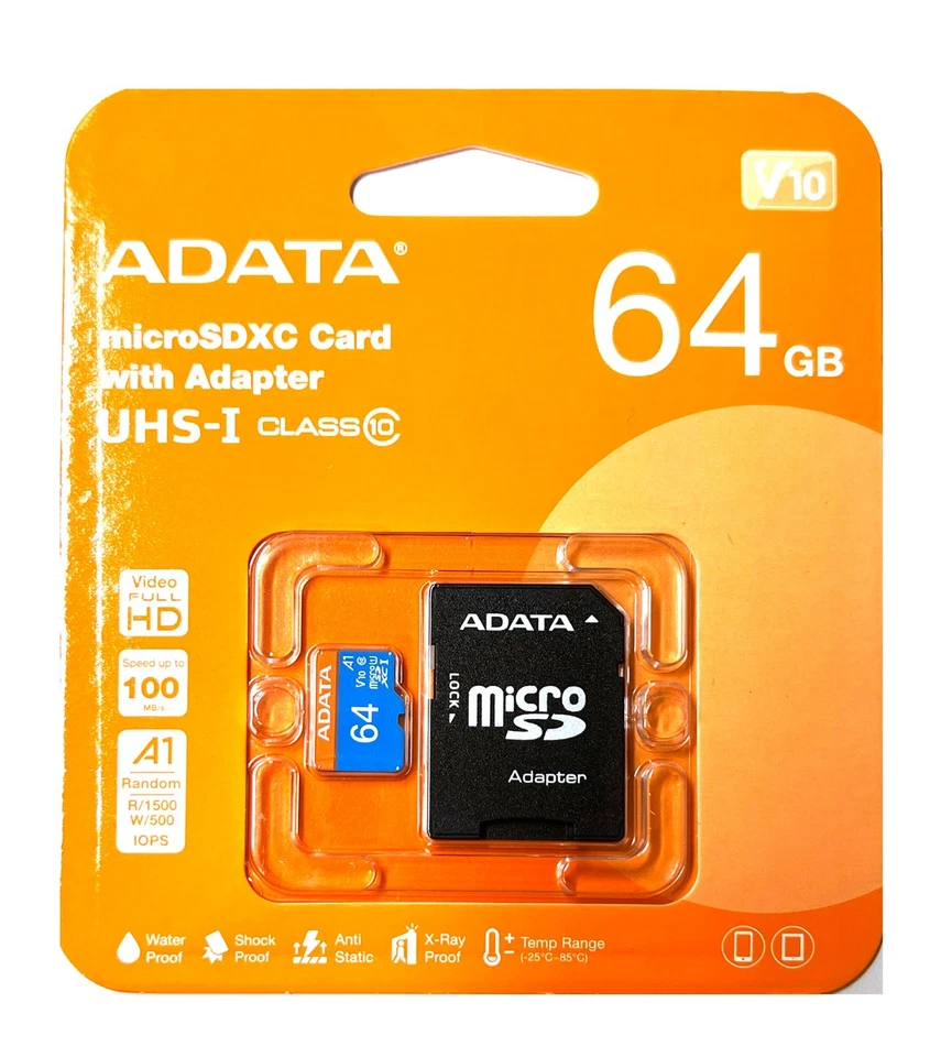 Micro SD Karte 64Gb ADATA Class 10 Speicherkarte SDXC Memory Card 64 Gb UHS 1 - Bild 1 von 1