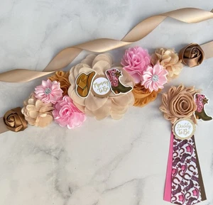 Conjunto de ramillete faja de maternidad vaquera y papá para ser - Imagen 1 de 2