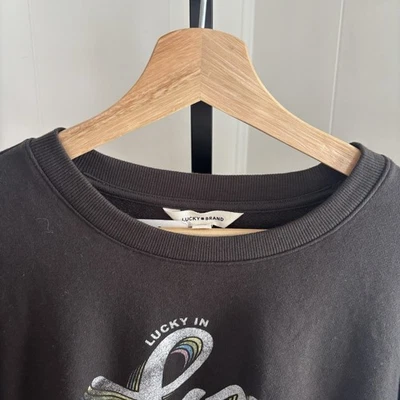 Sudadera Lucky Brand Mujer S Negra Lucky In Love Gráfica Mezcla de Algodón Nueva con Etiquetas Foto 1 de 4