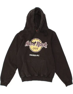 Hard Rock Cafe Damen Hamburg Grafik Hoodie Pullover UK 10 Small schwarz AS07 - Bild 1 von 3