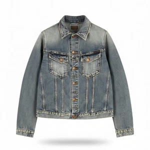 Giacca denim NUDIE JEANS Billy uomo S scintillante indaco strappato polo logo * - Foto 1 di 8