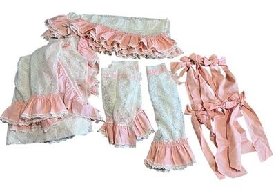 Juego de 14 cortinas vintage con volantes de encaje melocotón Swag marfil cabaña campo Foto 1 de 4