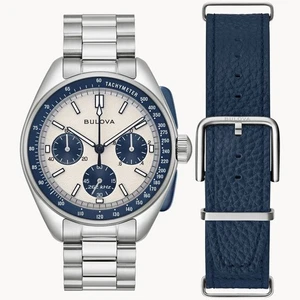 Bulova Lunar Pilot 98K112 White Dial Chronograph Sapphire Watch with Extra Strap - Picture 1 of 10