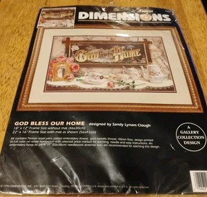VINTAGE DIMENSIONS CREWEL KIT #1486 God Bless Our Home Victorian Style - Picture 1 of 4