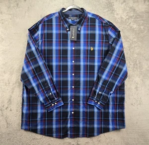 U.S. Polo Assn. Herren 3XLT kariert Knopfleiste blau Langarm Hemd Preppy Neu mit Etikett - Bild 1 von 24