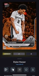 2025 TOPPS NBA COLLECT TOPPS NOW EARLY SEASON DYLAN HARPER LEGENDARY ORANGE 5 CC - Picture 1 of 3