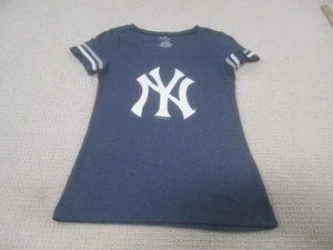 New York Yankees Shirt Damen Small blau MLB Baseball V-Ausschnitt Ärmel Streifen - Bild 1 von 7