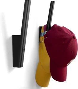 Hat Rack for Baseball Caps – Wall Mounted Vertical Holder, 2 Pack, Black - Picture 1 of 6
