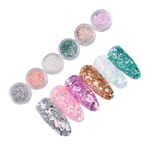 Paillettes glitter cosmetici paillettes unghie acriliche nail art glitter fiocchi - Foto 1 di 11
