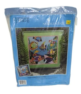 Candamar Something Special Needlepoint Tropical Fish 14x14 Picture Pillow 30731 - Picture 1 of 8