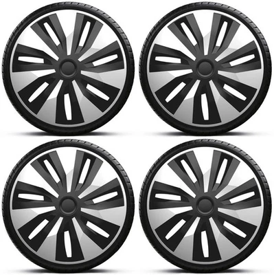 Wheel Trims 15" Black & Silver Hub Caps Covers Orion Fits Seat Ibiza - Image 1 of 4