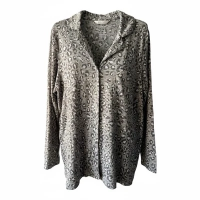Sonoma Kohl’s Womens Gray Leopard Animal Print Night Shirt Pajama Top SZ XL - Image 1 of 4