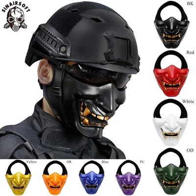 Tactical Mask Half Face Airsoft Cosplay Devil Samurai Halloween Party Outdoor CS - Image 1 of 4