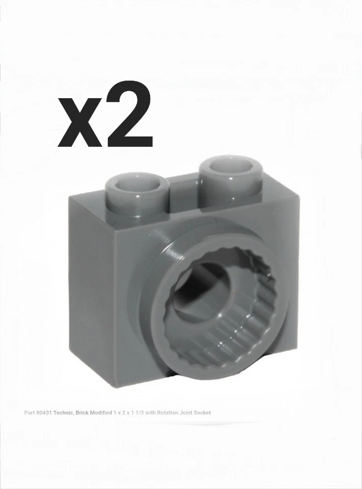 LEGO 80431 x2 DARK BLUISH GRAY Technic Brick 1 x 2 x 1 1/3 Rotation Joint Socket - Image 1 of 1