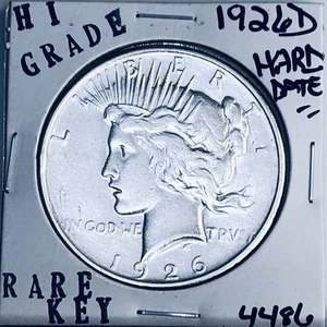 1926 D PEACE SILVER DOLLAR HI GRADE GENUINE U.S. MINT RARE KEY COIN 4486 - Picture 1 of 3