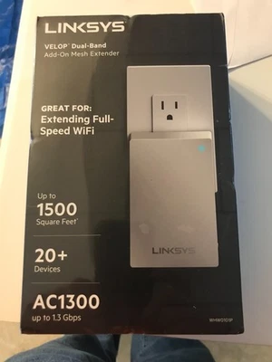 New Linksys Velop Plug-In AC1300 Dual-Band Wi-Fi Add-On Mesh Extender WHW0101P - Image 1 of 2