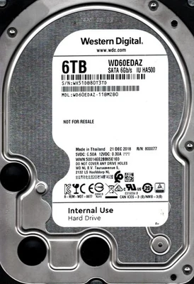 WD60EDAZ-11BMZB0 S/N: WX51D WESTERN DIGITAL 6TB THAILAND DEC 2018 - Image 1 of 2
