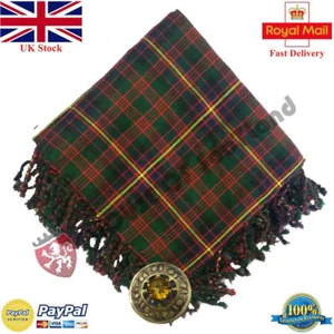 Scottish Highland Kilt Fly Plaid Cameron Of Errachet Tartan 48'' X 48'' Wool - Picture 1 of 3