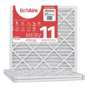 Eco-Aire 16x20x1 MERV 11, Pleated Air Filter, 16x20x1, Box of 3 - Picture 1 of 3