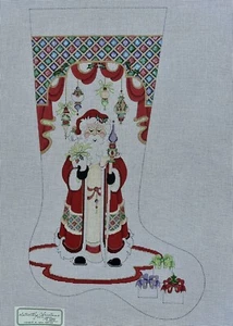 Strictly Christmas Hand Painted Needlepoint Canvas Stocking Santa 23” - Picture 1 of 6