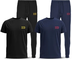 Conjunto de chándal informal para hombre cuello redondo camiseta pantalones deportivos 2 piezas traje gimnasio ropa deportiva - Imagen 1 de 3